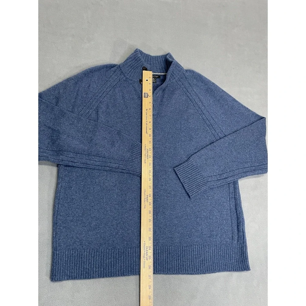 Banana Republic Sweater Men XL Blue Wool‎ Blend Sweater Mock Neck 4 Button